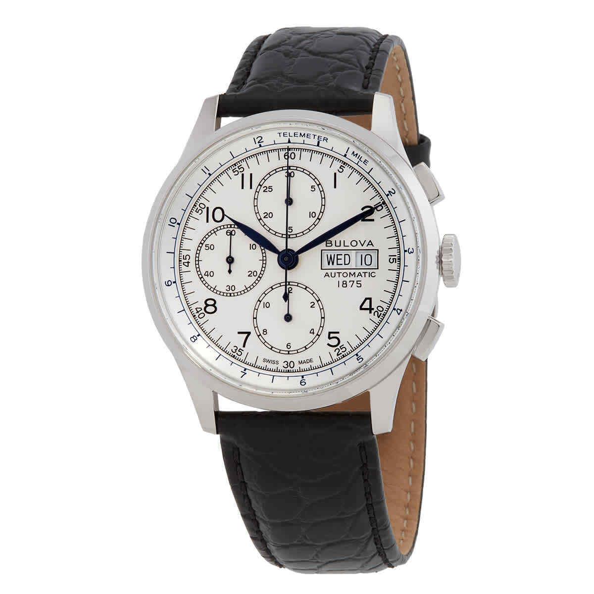 Bulova Chronograph Automatic Silver Dial Men`s Watch 96C145