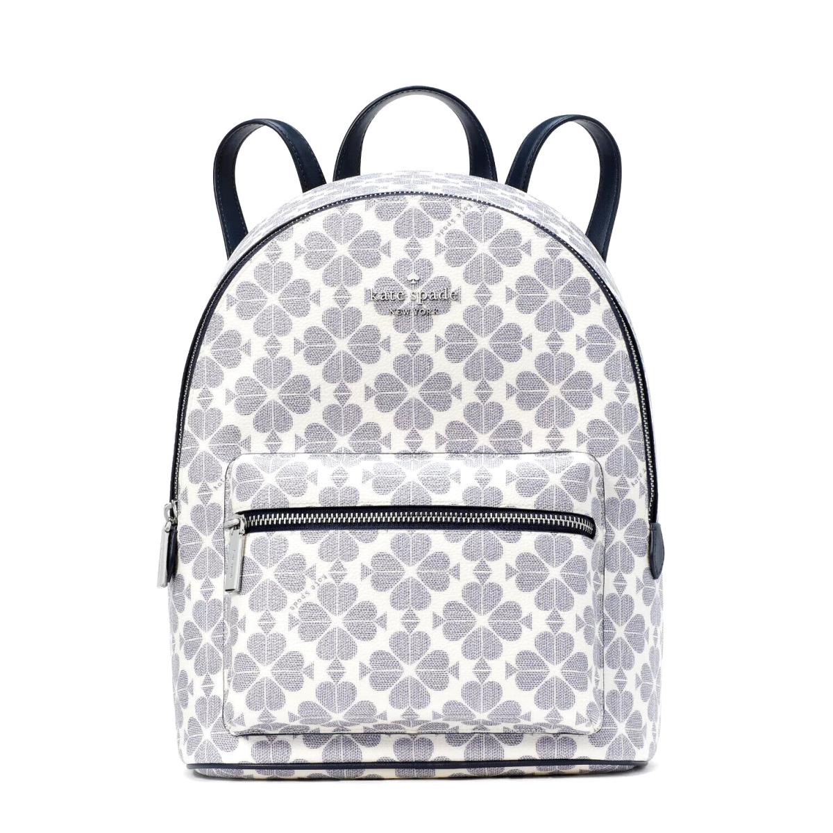 New Kate Spade Spade Flower Medium Backpack Signature Logo Navy Multi - Exterior: Navy Multi