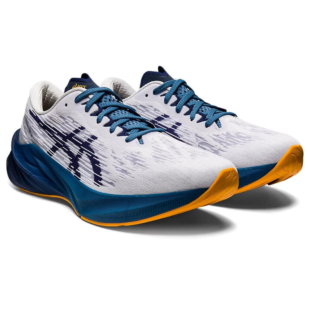 Asics Men`s Novablast 3 Running Shoes Size 9 - White/ Deep Ocean