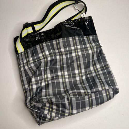 Marc Jacobs Ringer Plaid Yellow Grey Black Crossbody Shoulder Bag Bucket Purse