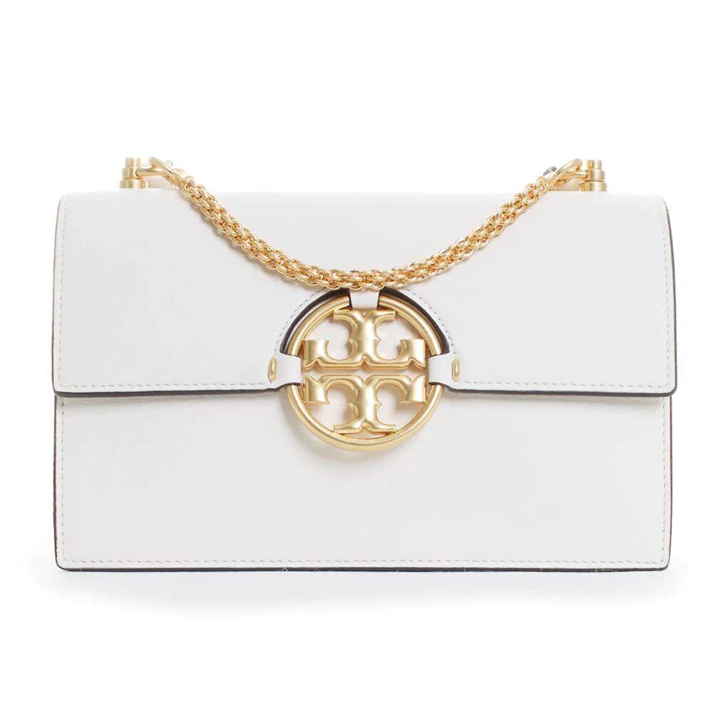 Tory Burch Miller Flap Medium Leather Convertible Shoulder Handbag Ivory