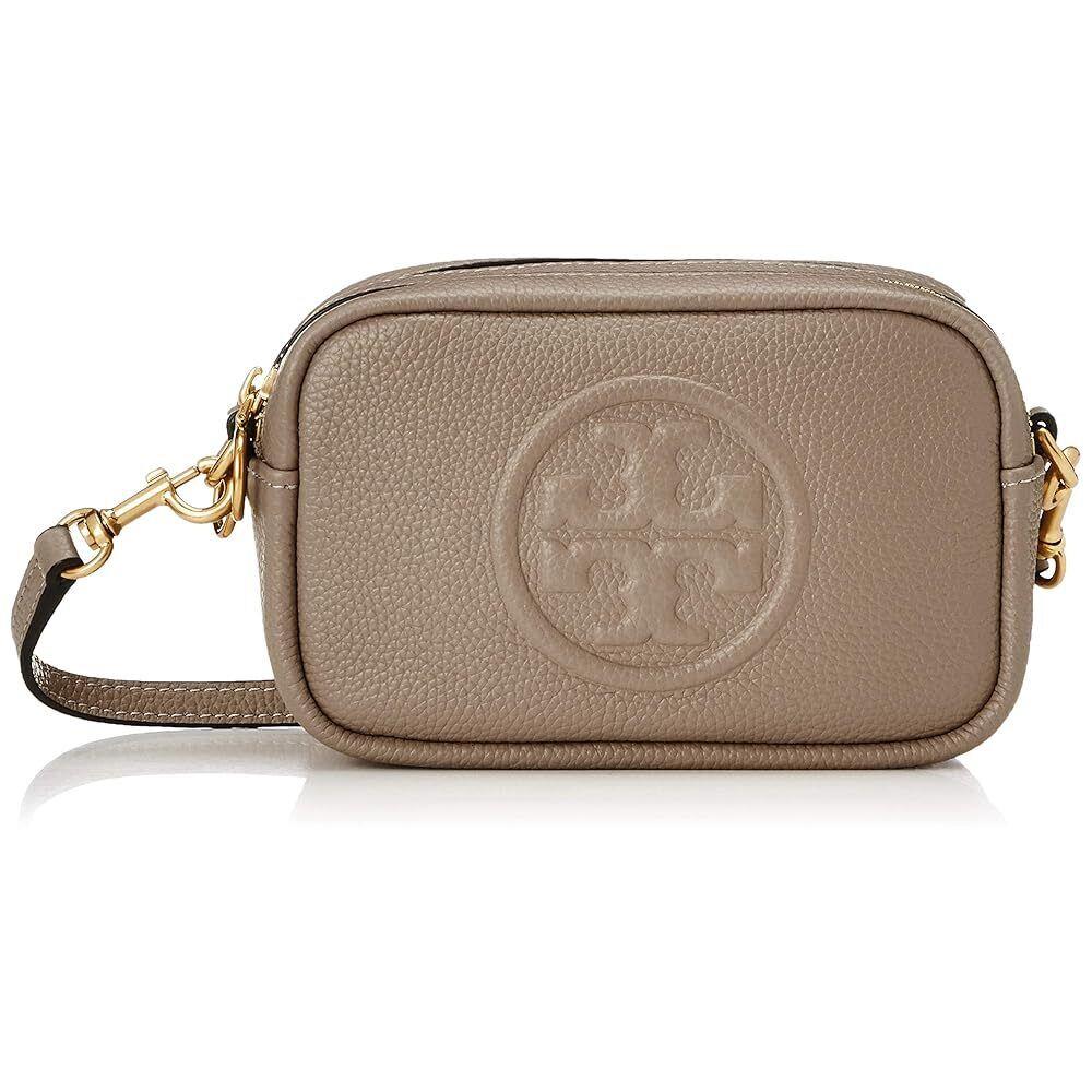 Tory Burch Perry Bombe Mini Leather Crossbody Camera Bag Gray Heron