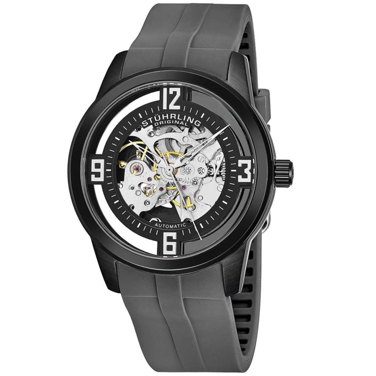 Stuhrling 877C 04 Winchester Automatic Skeleton Gray Rubber Strap Mens