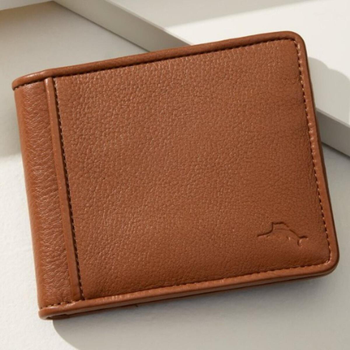 Tommy Bahama Pebbled Leather Slim Fold Wallet Size OS - Tan Men`s