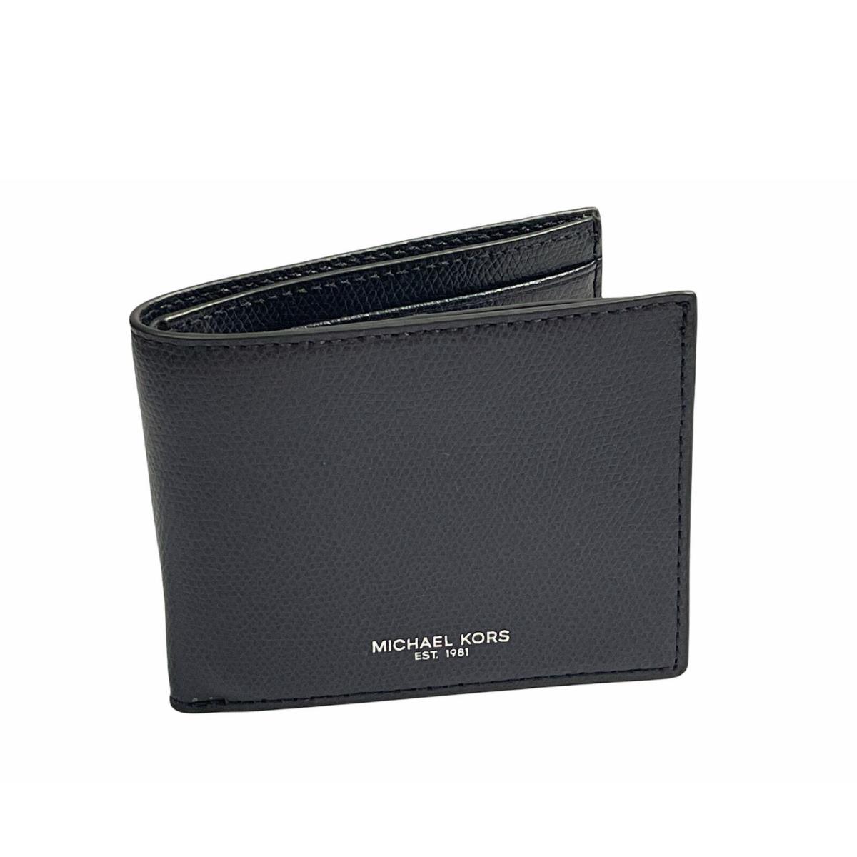 Michael Kors Warren Saffiano Leather Mens Slim Billfold Wallet in Navy