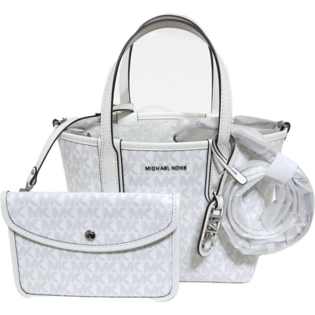 Michael Kors Optic Aluminum Eliza Xsmall Crossbody Open Tote Satchel