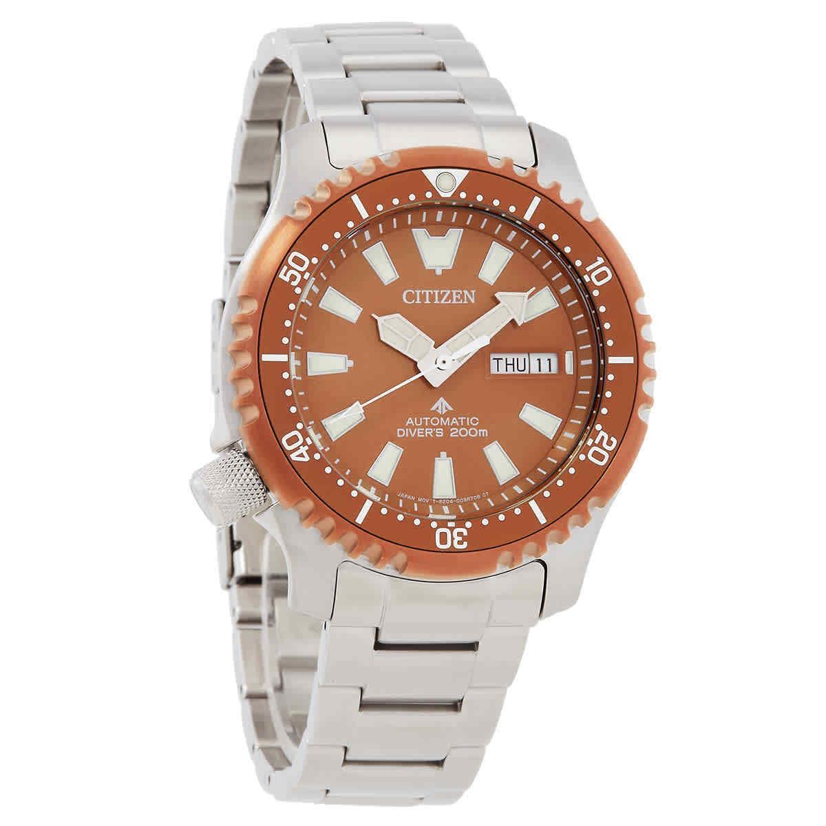 Citizen Promaster Automatic Copper Dial Men`s Watch NY0164-65X - Dial: Copper, Band: Silver-tone, Bezel: Silver-tone