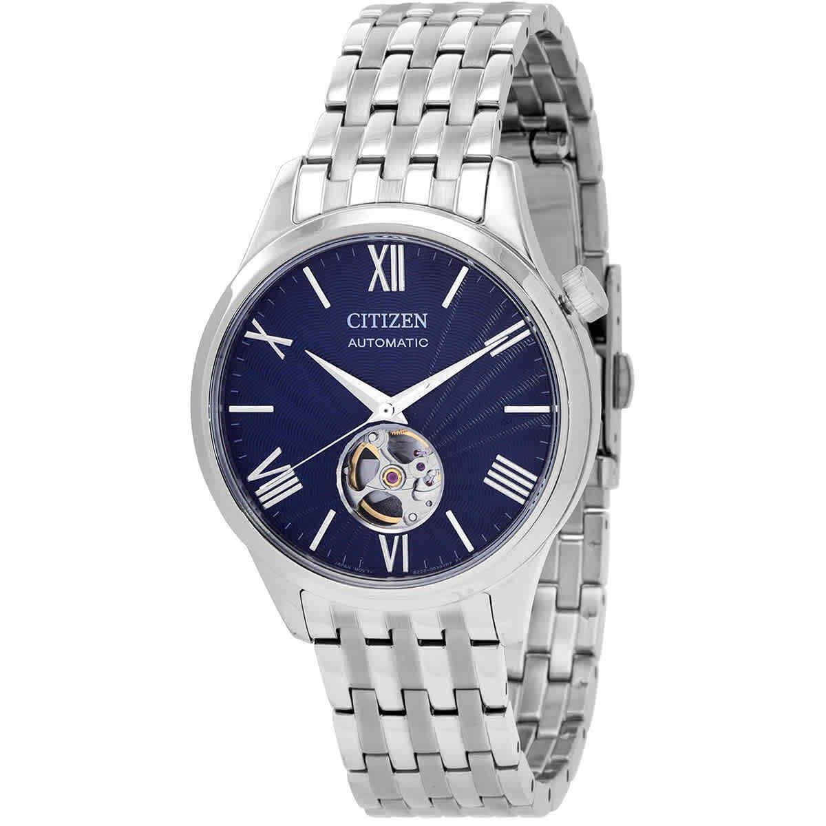 Citizen Automatic Blue Dial Men`s Watch NH9130-84L - Dial: Blue, Band: Silver-tone, Bezel: Silver-tone