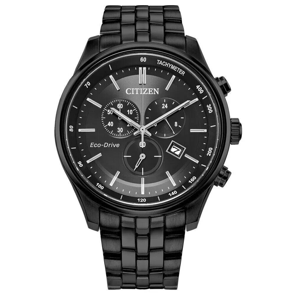 Citizen Eco-drive Men`s Chronograph Date Indicator Black Watch 42MM AT2145-86E