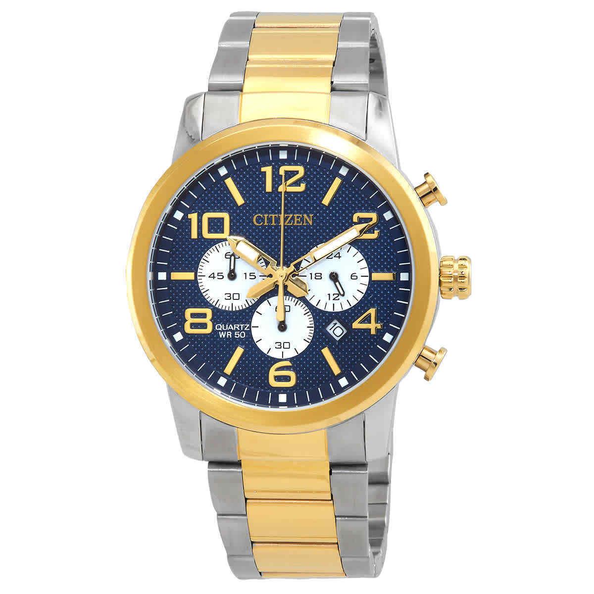 Citizen Chronograph Quartz Blue Dial Two-tone Men`s Watch AN8059-56L