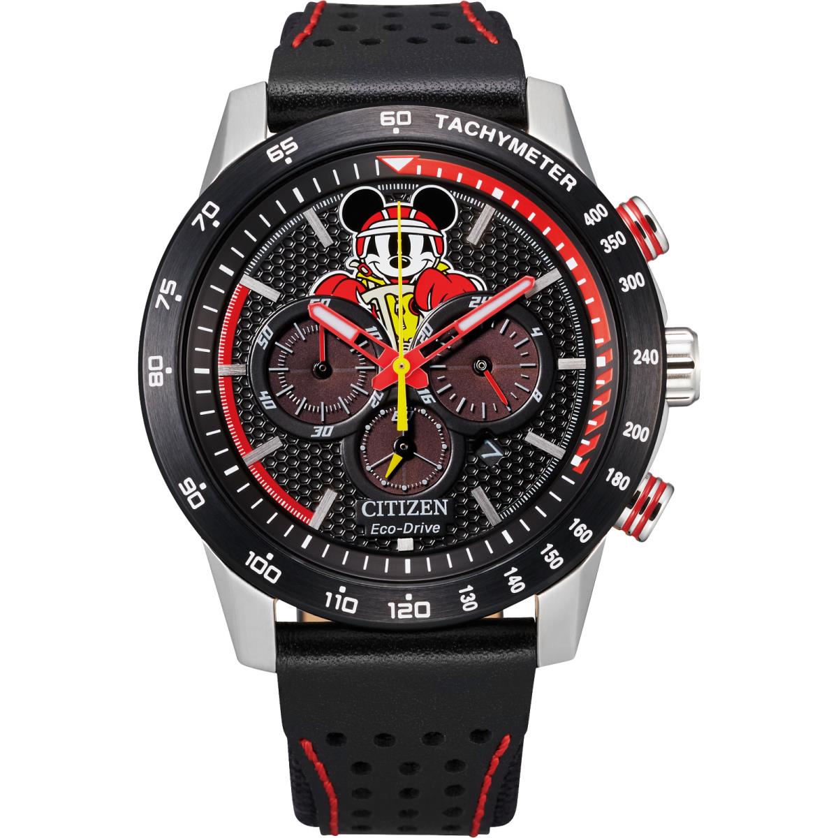 Citizen Eco-drive Disney Mickey Mouse Chronograph Watch 44mm Leather/nylon Strap