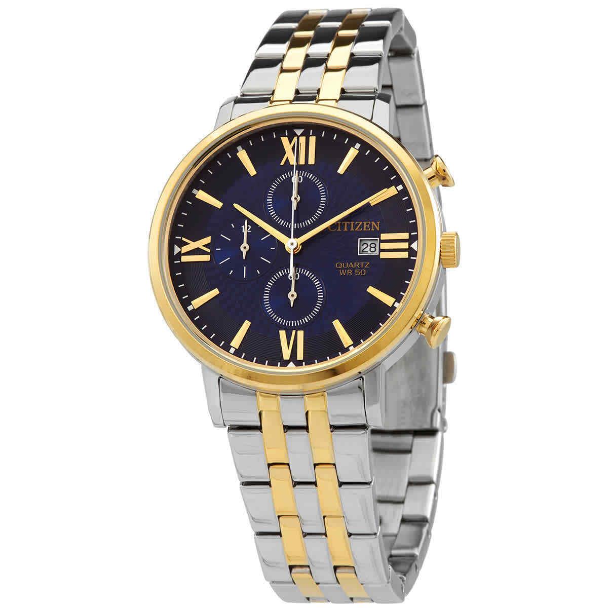Citizen Chronograph Quartz Blue Dial Two-tone Men`s Watch AN3616-75L