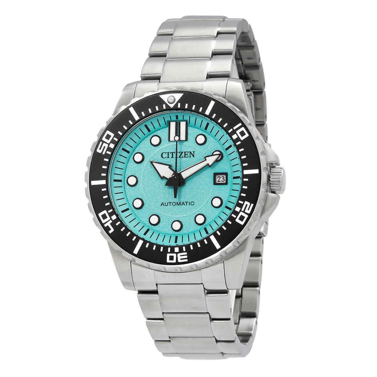 Citizen Automatic Aqua Blue Dial Men`s Watch NJ0170-83X - Dial: Blue, Band: Silver, Bezel: Black