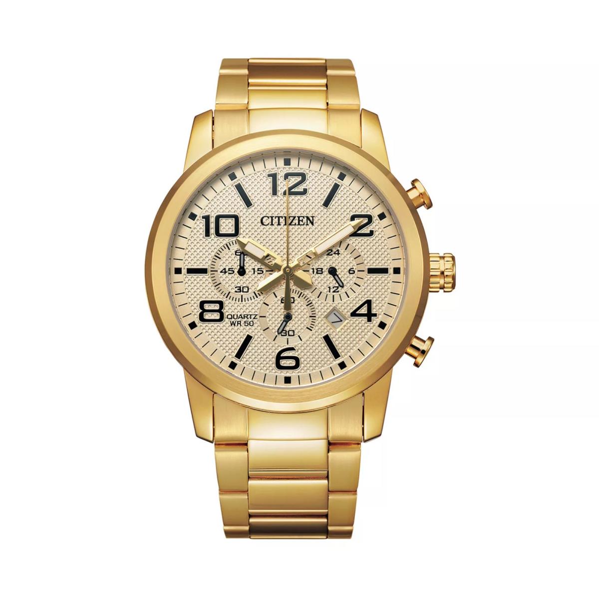 Citizen Men`s Gold Tone Stainless Steel Chronograph Watch - AN8052-55P