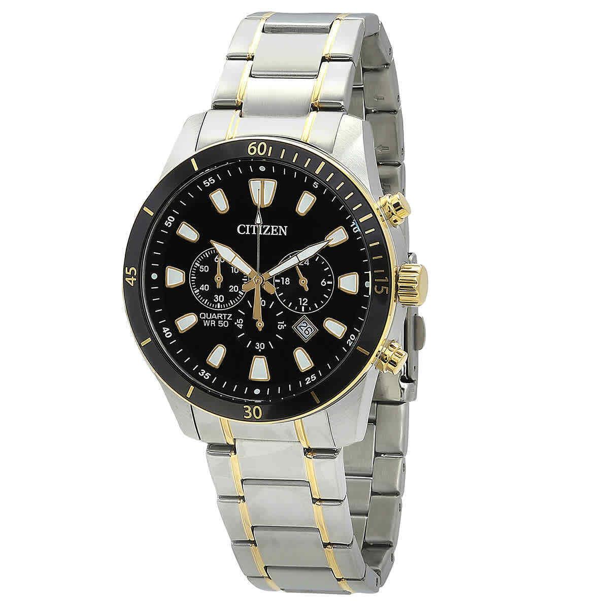 Citizen Chronograph Quartz Black Dial Two-tone Men`s Watch AN8184-89E