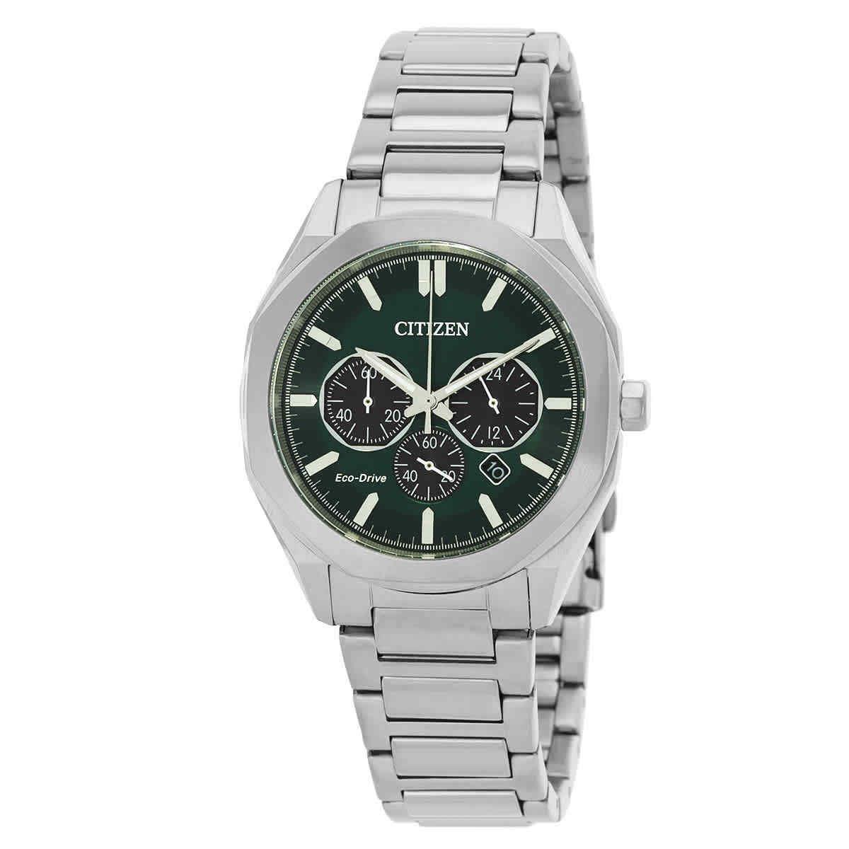 Citizen Eco-drive Chronograph Green Dial Men`s Watch CA4590-81X
