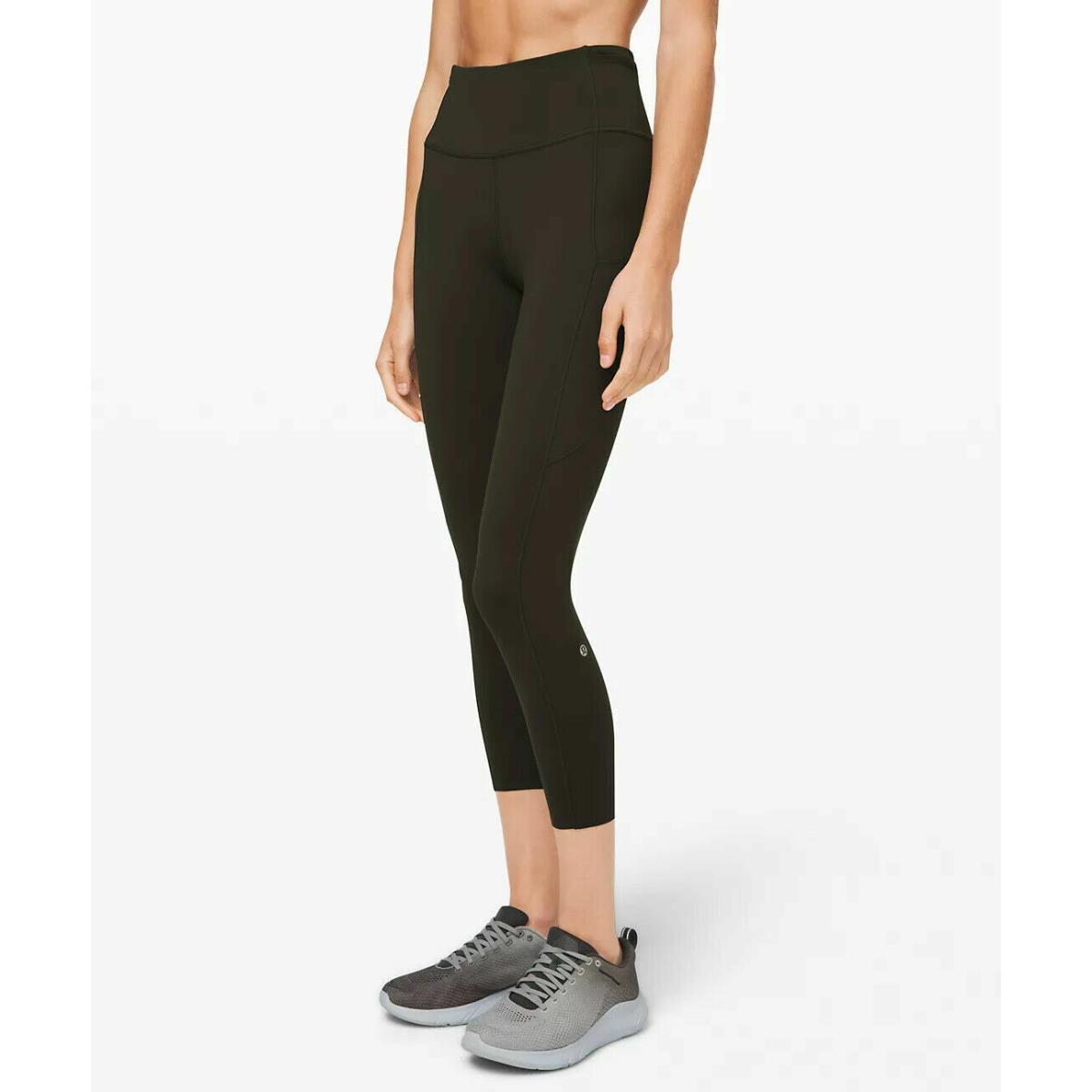 Lululemon Fast/free High-rise Crop Tight 23 Black Pant Size 4 Cut Hem