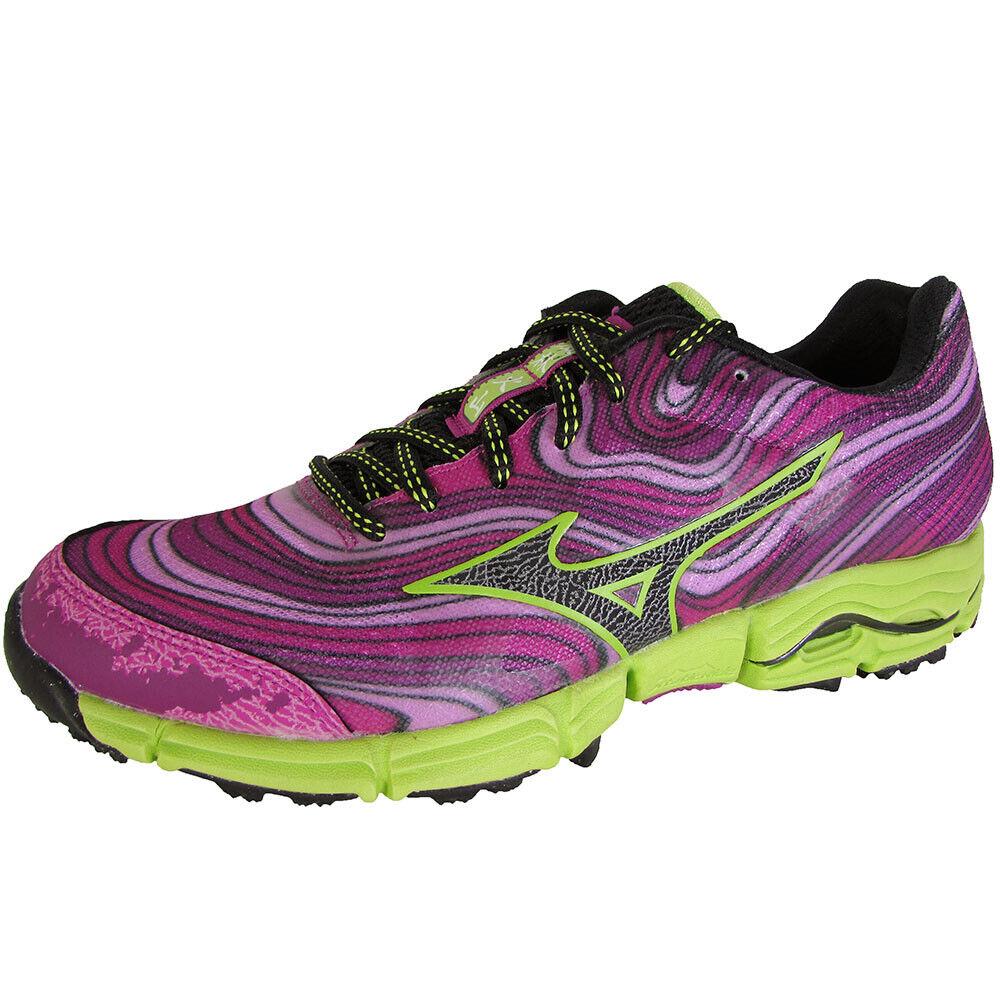 Mizuno Womens Wave Kazan Trail Running Sneaker Shoes Berry/black/green US 6.5