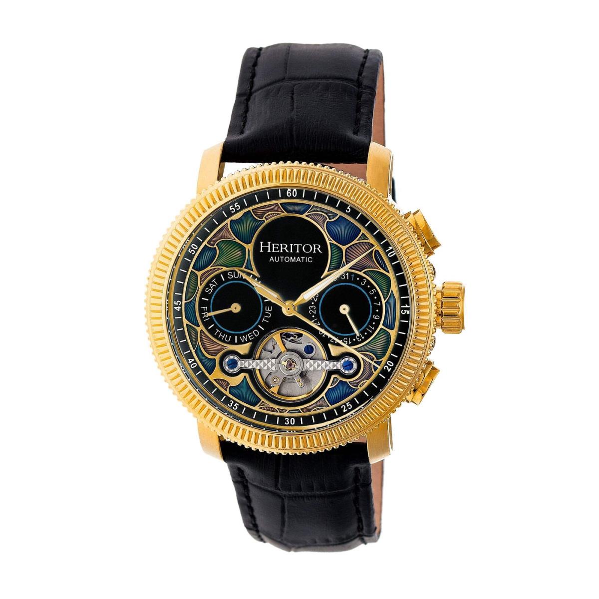 Heritor Aura Semi-skeleton Leather-band Watch 44mm Automatic HERHR3502