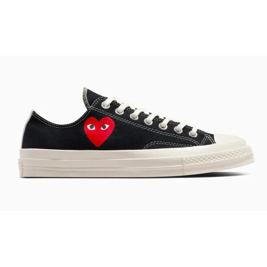 Mens Converse Play Comme Des Gar Ons Single Heart Chuck Black Canvas Shoes