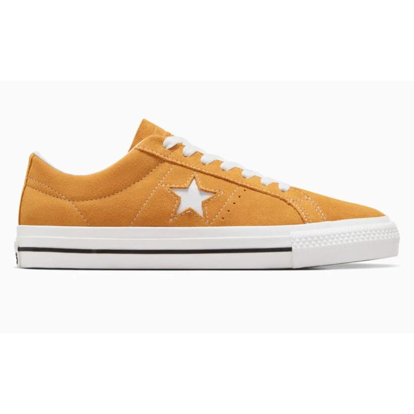 Womens Converse Cons One Star Pro Sunflower Gold White Suede Shoes - Yellow