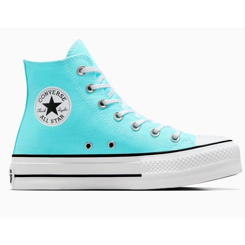 Womens Converse Taylor All Star Lift Platform Triple Cyan Canvas Shoes - Blue