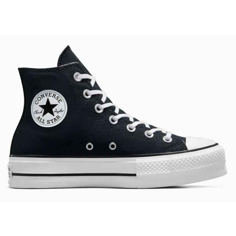 Womens Converse Chuck Taylor All Star Lift Platform Black White Canvas Shoes