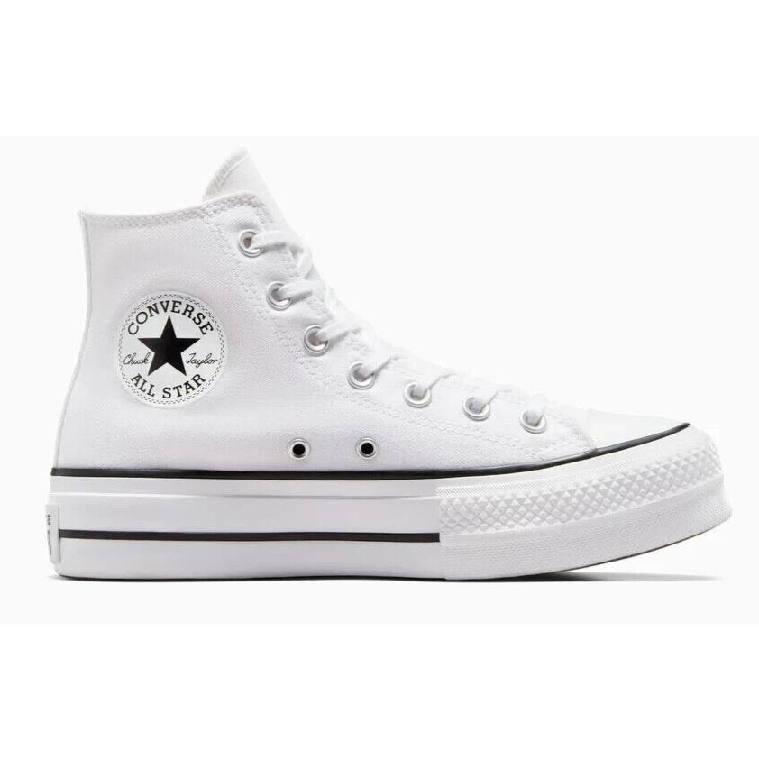 Womens Converse Chuck Taylor All Star Lift Platform White Black Canvas Shoes