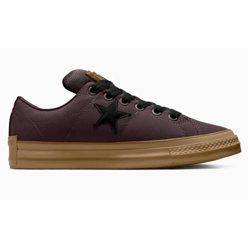 Womens Converse One Star Puff Bloodstone Black Canvas Shoes - Red