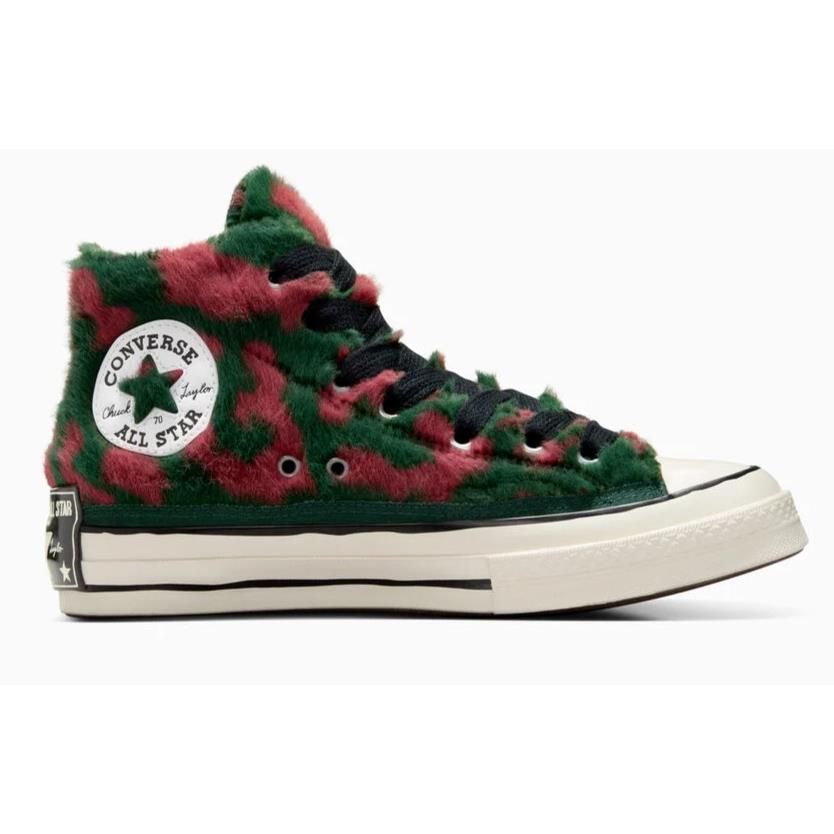 Mens Converse Chuck 70 Luxe Plush Astrodust Green Envy Egret Faux-fur Shoes