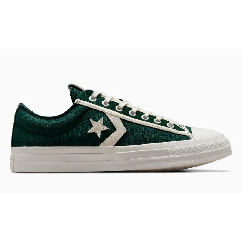 Womens Converse Star Player 76 Luxe Green Envy Vintage White Canvas Shoes - Green