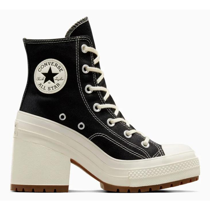 Womens Converse Chuck 70 DE Luxe Black Egret Canvas Heel Shoes - Black