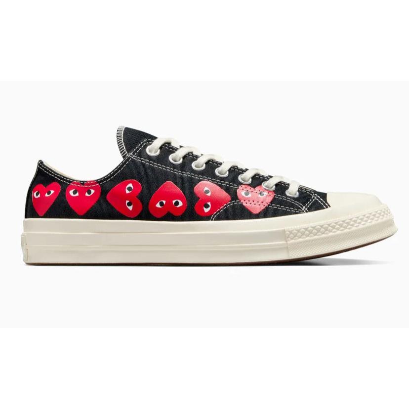 Mens Converse X Play Comme Des Gar Ons Black Risk Red Egret Canvas Shoes