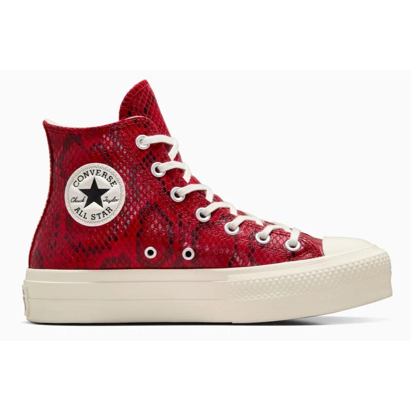 Womens Converse Chuck Taylor Star Snakeskin Print Red Black Leather Shoes