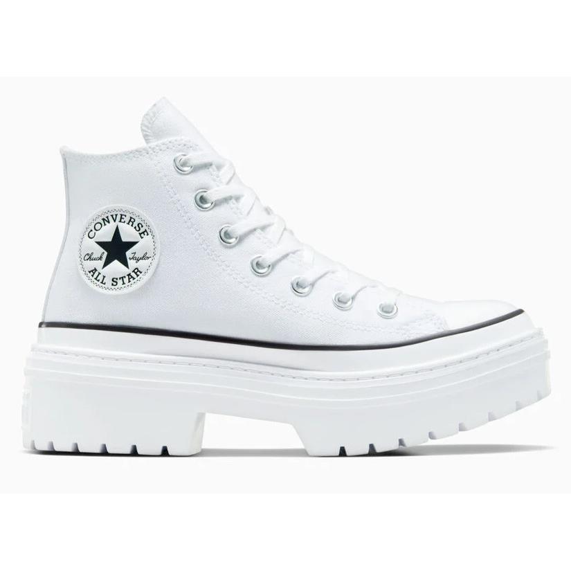 Womens Converse Chuck Taylor All Star White Black Canvas Heel Platform Shoes