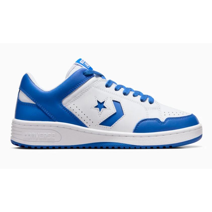 Womens Converse Weapon White Laser Blue Leather Shoes - White