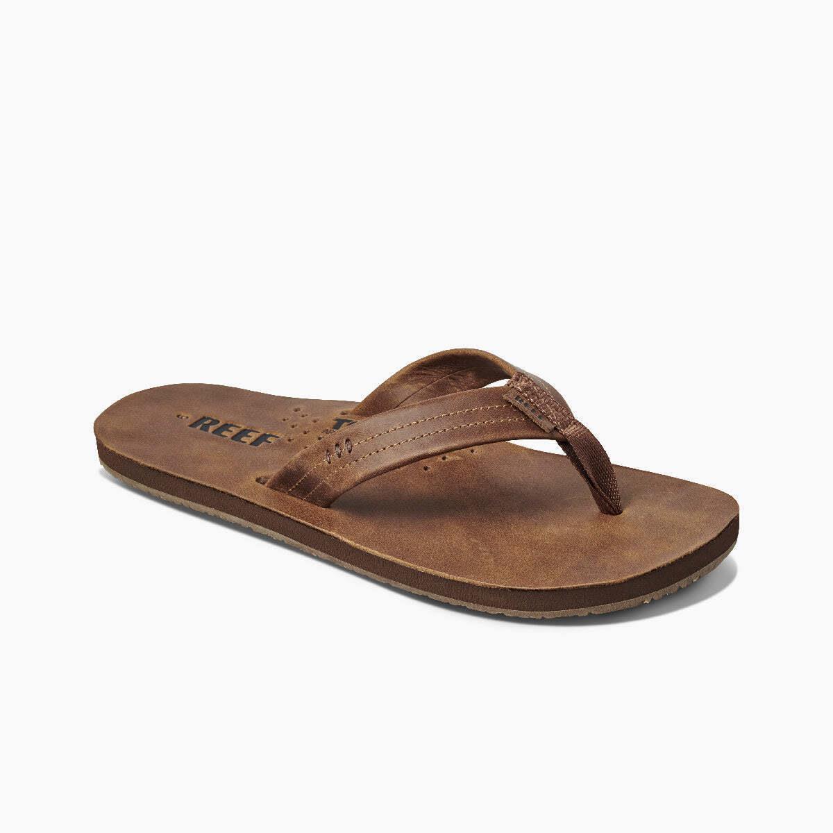 Reef Men`s Draftsmen Leather Flip Flop Bronze Brown - RF002611BZB Bronze Brown