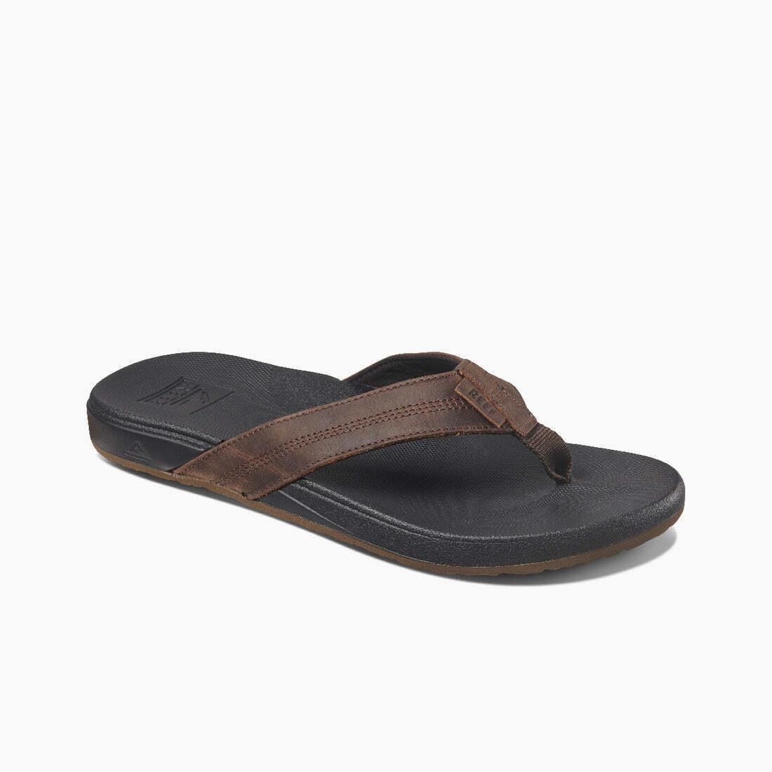 Reef Men`s Cushion Phantom Leather Flip Flop Sandal Black/brown - RF0A3FEZBKB B