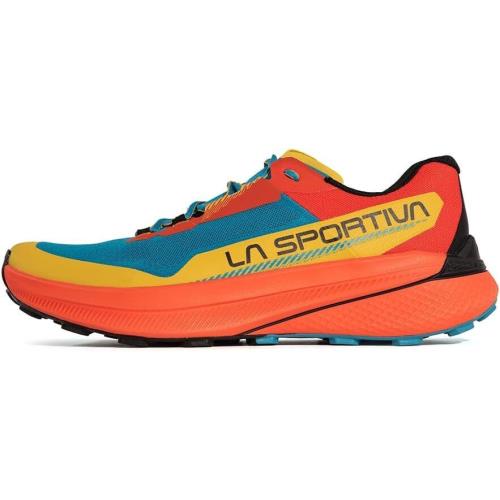 La Sportiva Mens Prodigio - Lightweight Cushioning Trail Running Shoes Tropic Blue/Cherry Tomato