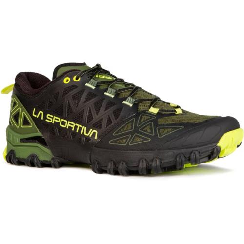 La Sportiva Bushido II Trail Running Shoes Men`s 12 - Euro 45.5 Olive/neon