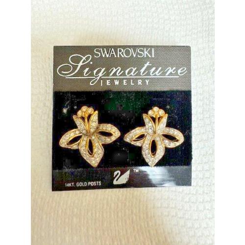 Swarovski Crystal /post Earrings Signature Jewelry Gold Posts