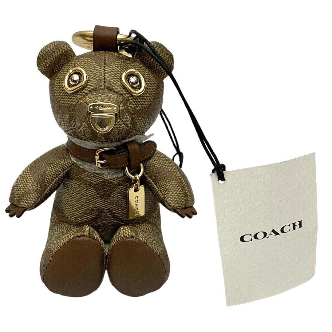 Coach Bear Bag Charm in Signature Canvas Leather - Gold/khaki