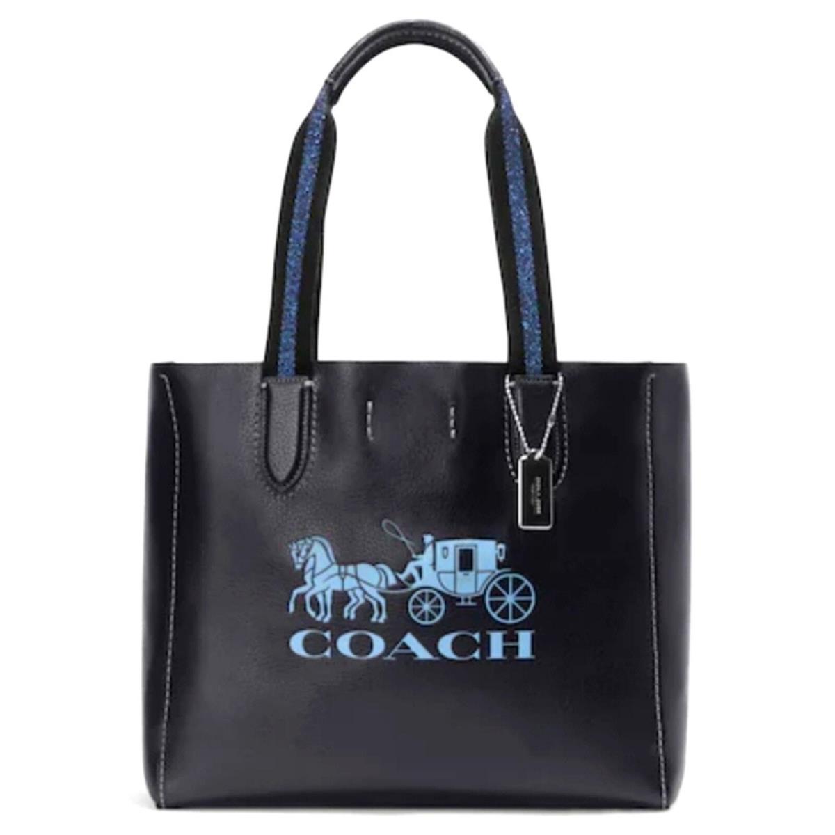 Coach Leather Derby Tote with Horse and Carriage IN Midnight Navy