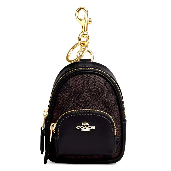 Coach Mini Court Backpack Keychain Bag Charm - CX066 Walnut Black Leather