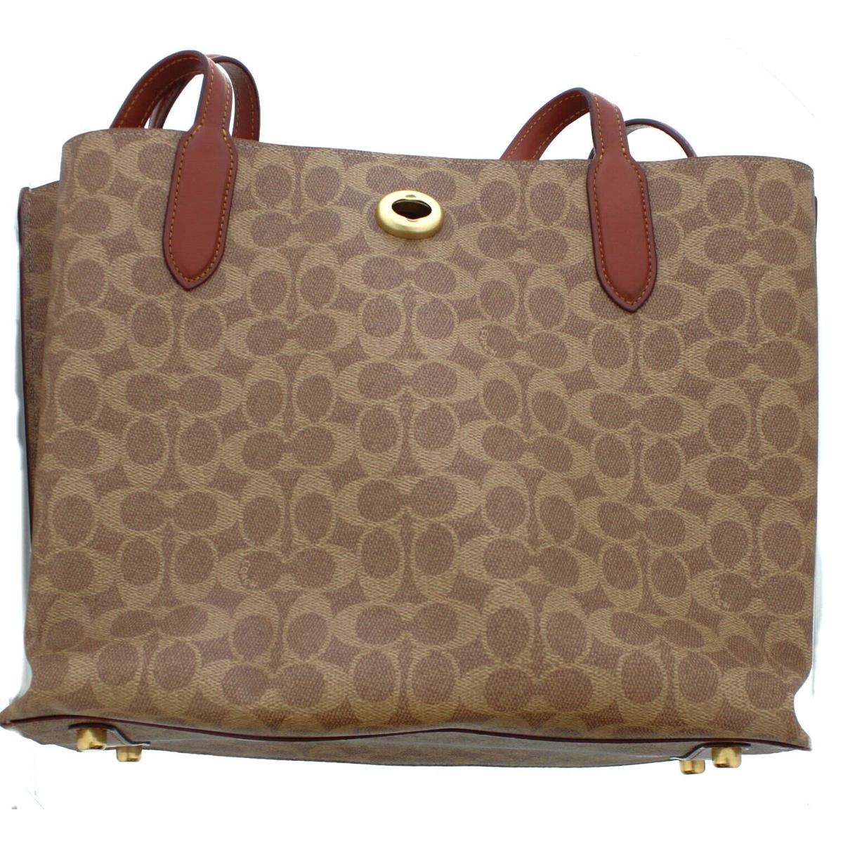 Coach Coated Canvas Signature Willow Tote Tan Rust Bags