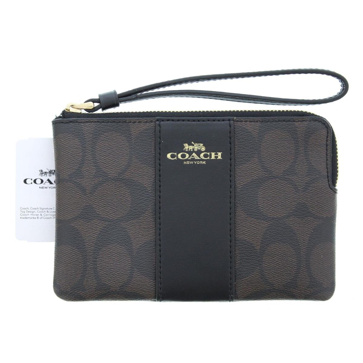 Coach F58035 Corner Zip Wristlet Brown/black