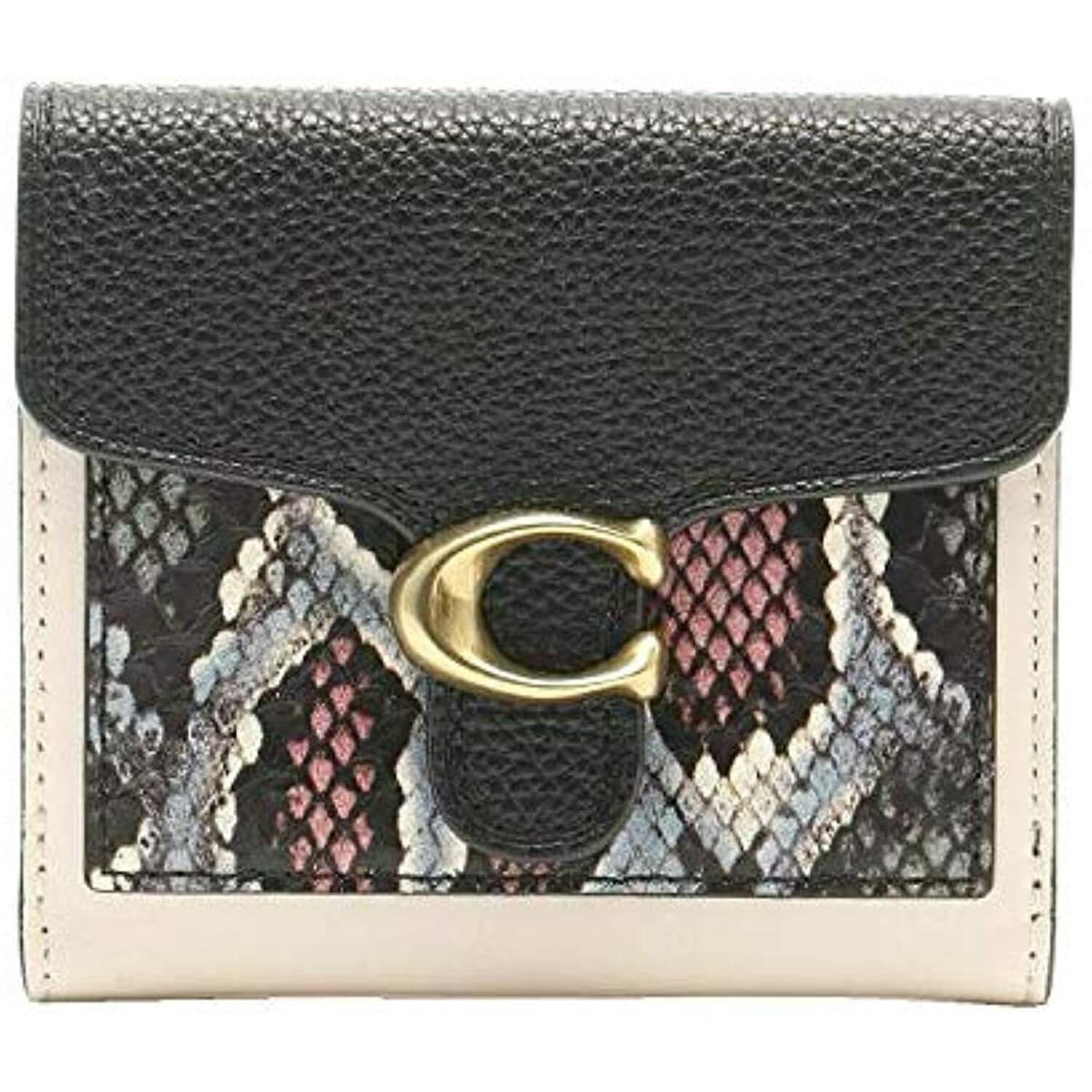 Coach 273551 Black Chalk Small Tabby Wallet Snakeskin Embossed Leather