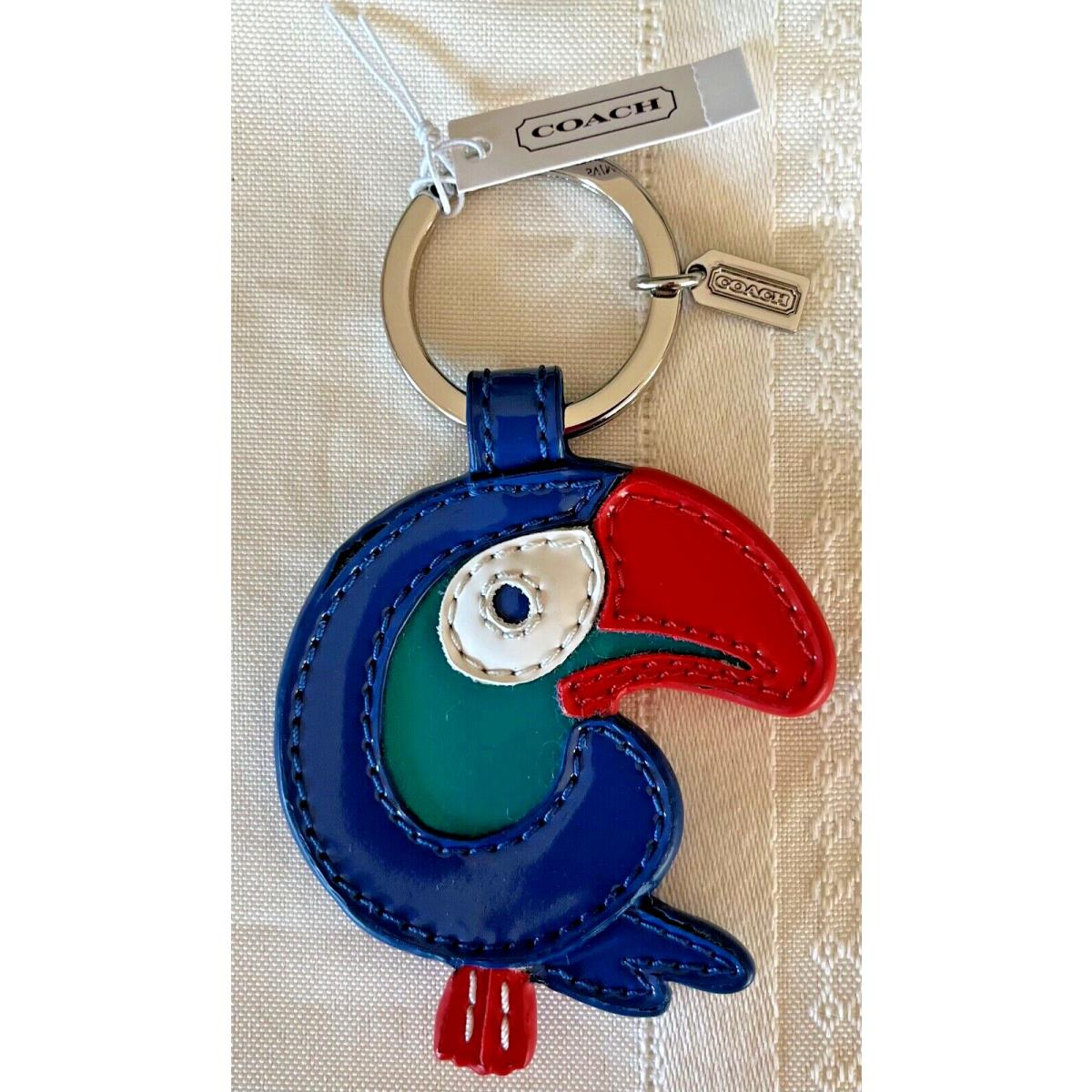 Coach 66276 Toucan Motif Patent Leather Bag Charm Keychain Key Fob Nip