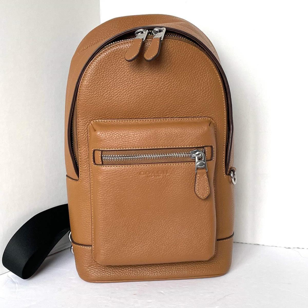 Coach West Pack Sling Bag Brown Pebble Leather Sling Backpack 2540 Adjustable