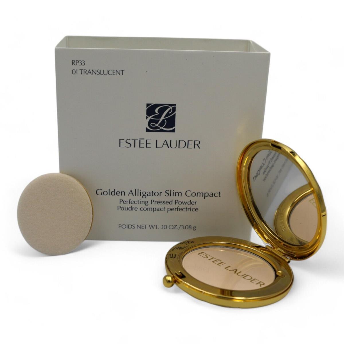 Estee Lauder Gold Alligator Slim Lucidity Translucent 01 Pressed Powder Rare